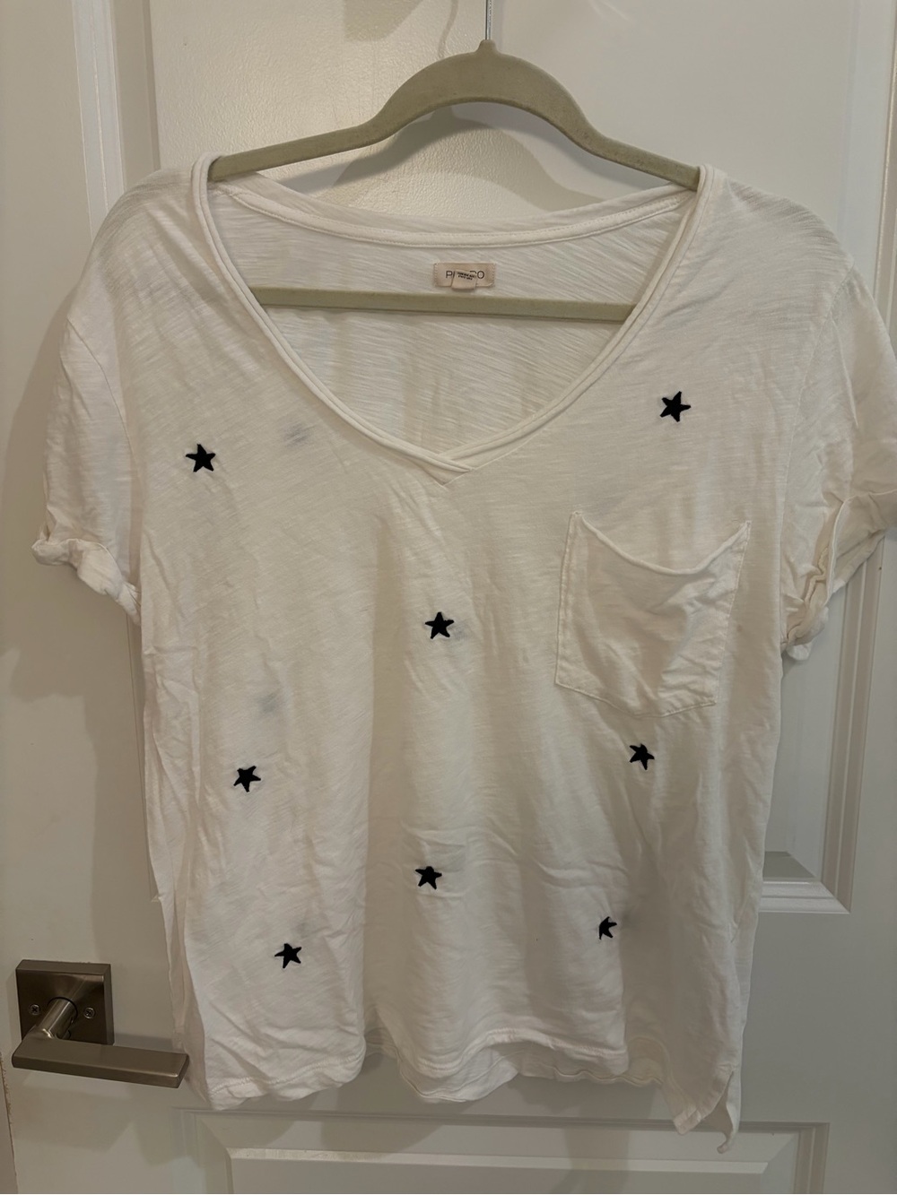 Anthropologie Pilcro Embroidered Star V-Neck Tee